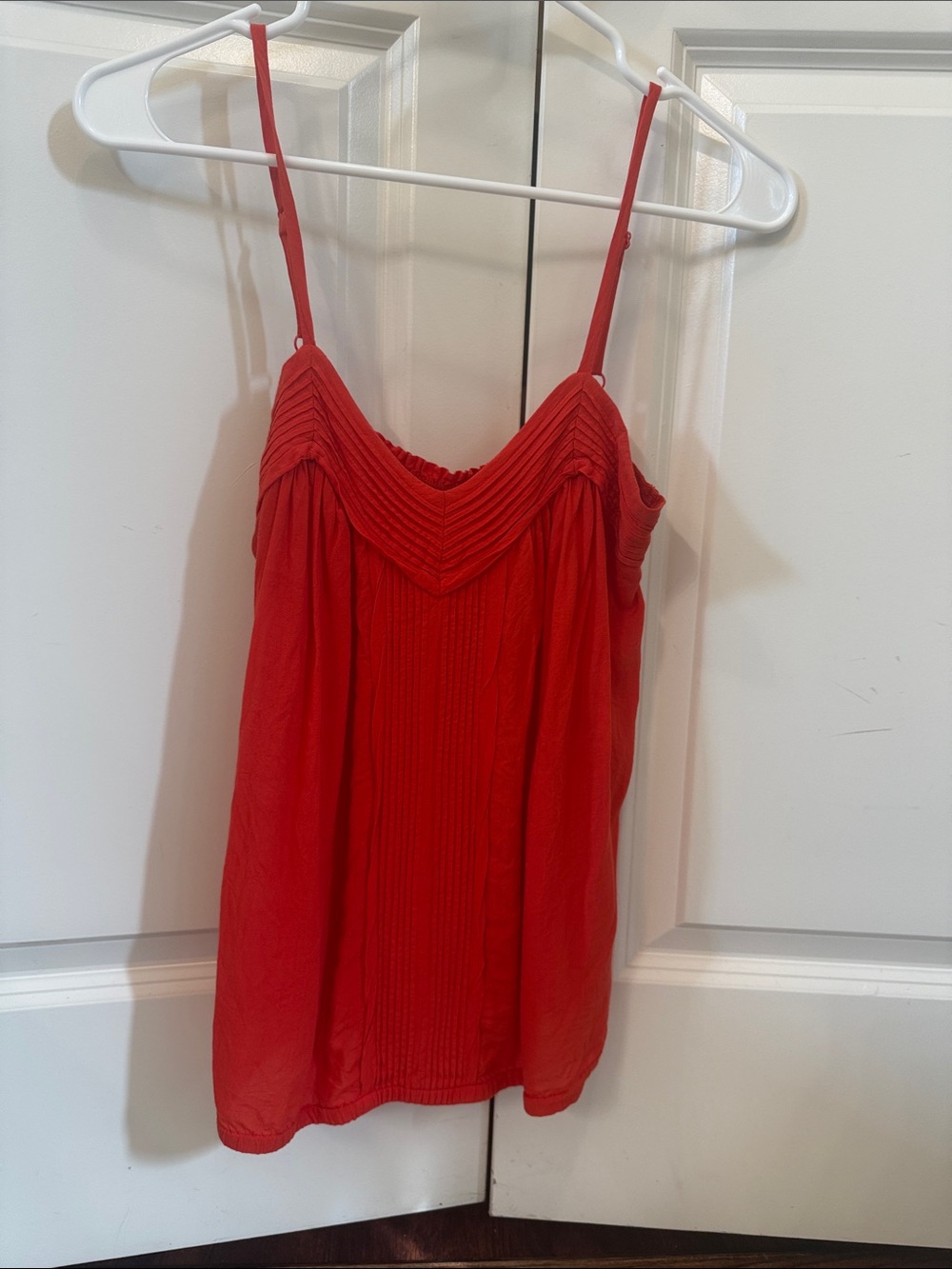 Express Orange Pleated Spaghetti Strap Camisole